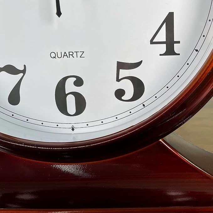 Desk Clock for Table Decor,Retro Mantel Clock Battery Operated for Fireplace Mantel, Living Room,Bedroom,Office,Desktop Decoration (Brown)