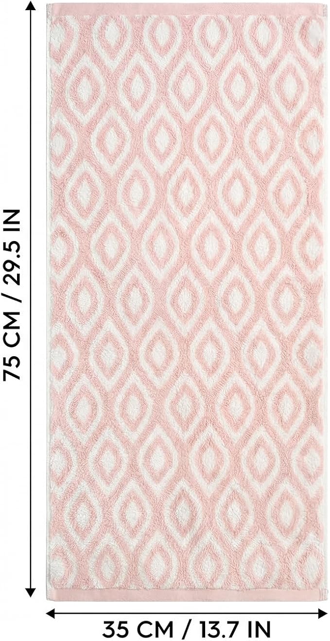 Artoid Mode 1 Pc Beige Pink Diamond Grid Jacquard Hand Towels for Bathroom, 100% Cotton Soft Absorbent Bathroom Decor Towels, 13.7 x 29.5 Inch