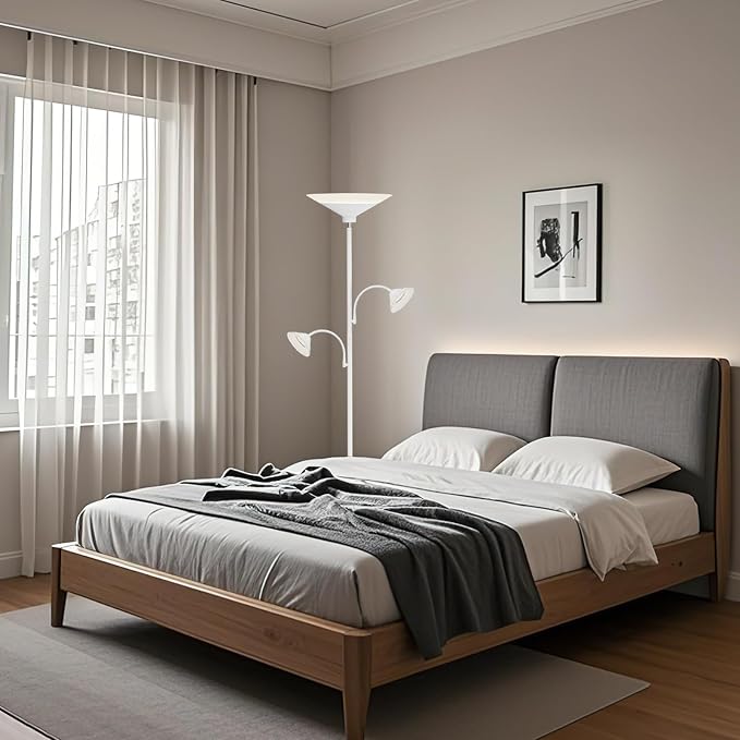 SIBRILLE 3 Way Torchiere Floor Lamp - 42W Dimmable LED Tree Standing Lamp with Remote, 2300LM, Color Changing, 72" Tall Bright Floor Lamp for Living Room Bedroom Office