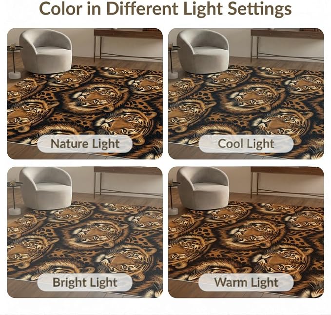 5'x7' Washable Flatwoven Rug, Orange Graphic Animal Print Stain Resistant Area Rug Non-Slip Low Profile Floor Covering for Guest Room, Lounge, Apartment | Ref:2229845