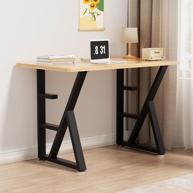 Table Legs 28”H x 24”W Heavy Duty Metal Furniture Legs K Shape for Dining Table Kitchen Table Office Desk Table Base Replacement with Adjustable Feet Pads Screws 1000 LBS Load Black Set of 2