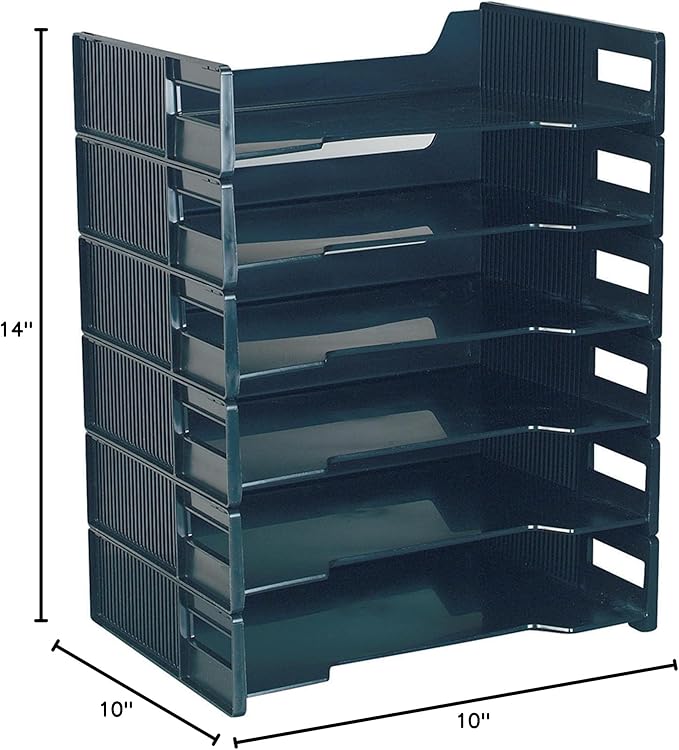 Innovative Storage Designs Stackable Letter Trays, Black, Pack of 6