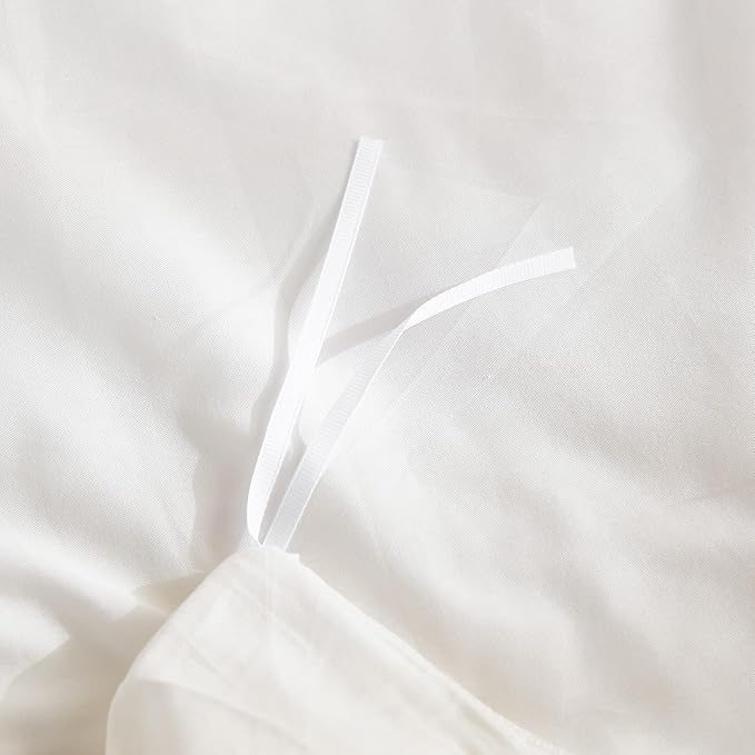 100% Washed Cotton Duvet Cover Queen Size – Bright White, Linen-Like Texture, Super Soft & Breathable Bedding Set, 3-Piece Durable Percale Comforter Cover