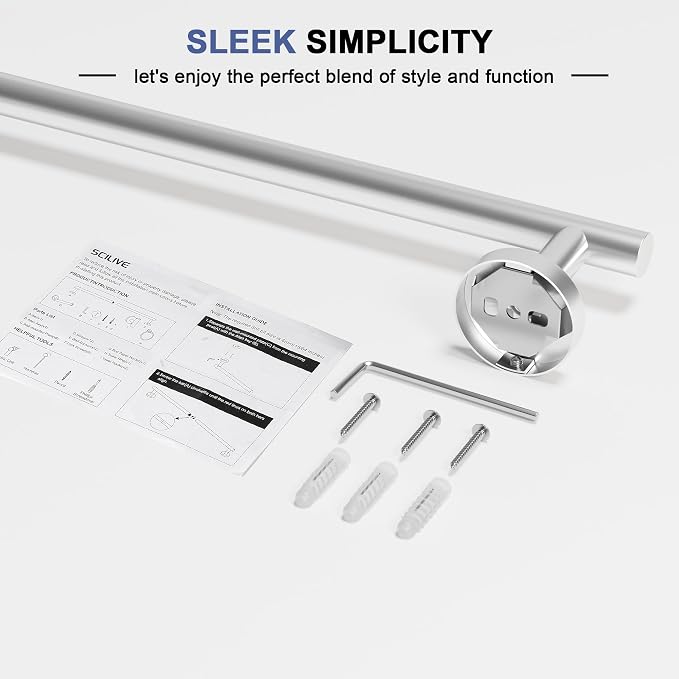 Brushed Nickel Towel Bar, 14 Inch Towel Racks for Bathroom Wall Mounted, SUS304 Stainless Steel Bathroom Towel Holder, Total Length 16.4 Inch Towel Bars