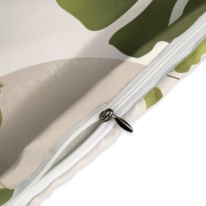 Green Leaf Bedding Set,Mid Century Tropical Plant Palm Leaves Abstract Minimalist Geometic Boho Modern Comforter Set with Pillowcase for Bedroom Bed Decor,King 102"x90"