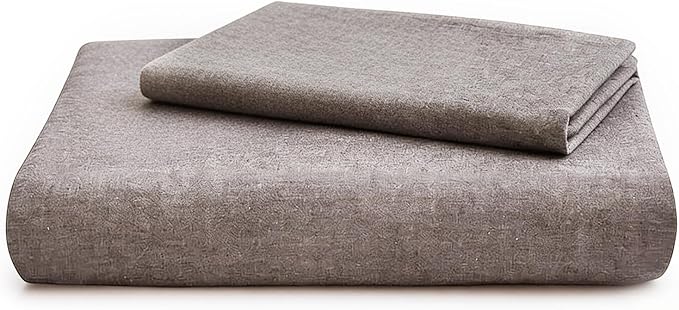 LOVQUE 100% Cotton Duvet Cover Set Twin Size, Mauve Brown Linen-Like Natural Bedding Set with Zipper Closure (No Comforter), Twin Size, Duvet Cover (68"x90") x 1, Pillowsham(20"x26") x 1