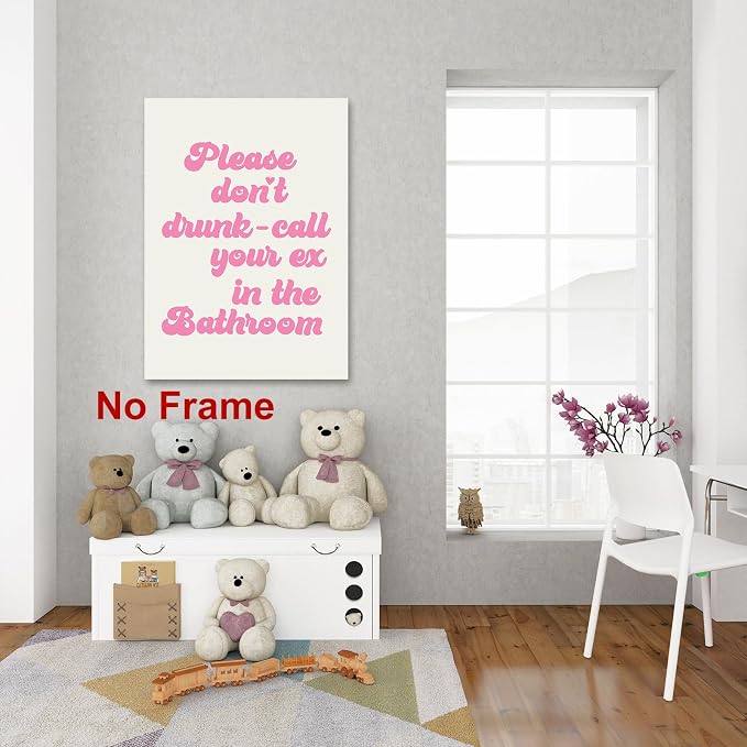 Pink Quotes Wall Art Funny Bathroom Artwork Cute Quotes Posters Modern Aesthetic Wall Art Retro Preppy Posters Beige Boho Paintings Trendy Wall Prints Pink Trendy Paintings for Bedroom 16x24in