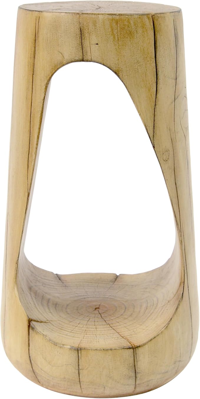 ø11.6'' Side Table End Table for Living Room, Modern Farmhouse Countryside Style, Magnesium Oxide & Lightweight Concrete Material for Indoor & Outdoor, No Assembly, Wood Grain, Natural