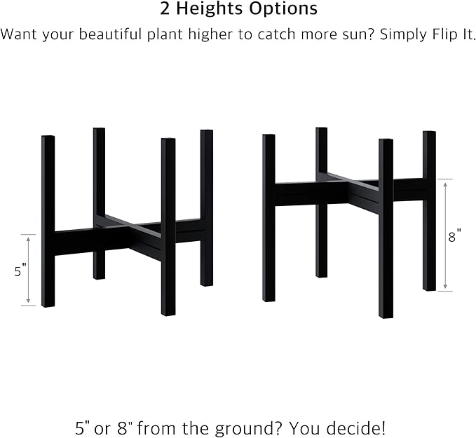 FaithLand 12-Inch White Planter & Mid-Century Plant Stand Bundle