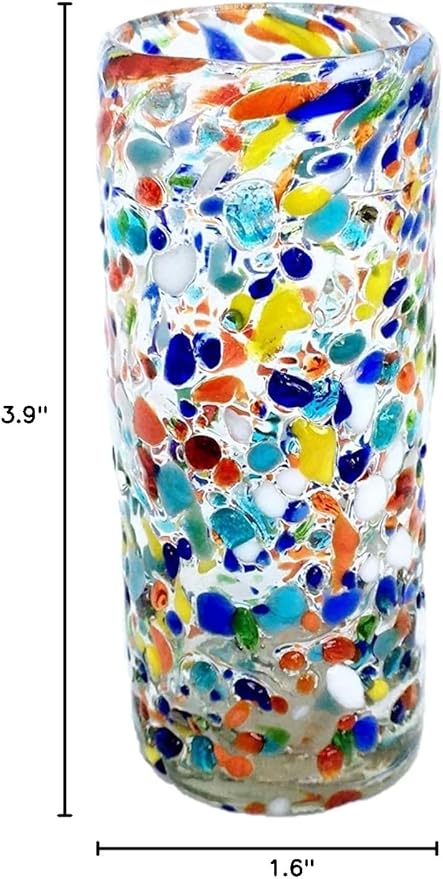 Confetti Rocks 2 oz Tequila Shot Glasses (set of 6), Recycled Glass, Lead-free, Toxin-Free (Shot)