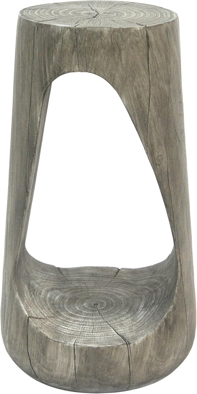 ø11.6'' Side Table End Table for Living Room, Modern Farmhouse Countryside Style, Magnesium Oxide & Lightweight Concrete Material for Indoor & Outdoor, No Assembly, Wood Grain, Gray