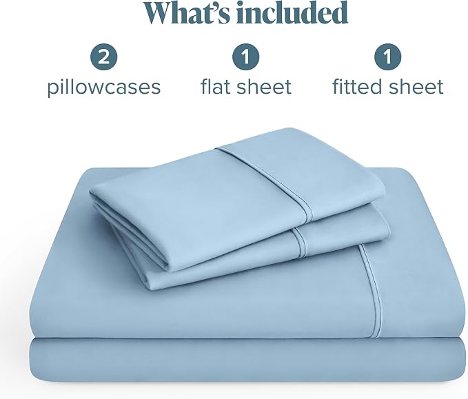 Bare Home Full XL Sheet Set - 1800 Ultra-Soft Microfiber Full Extra Long Bed Sheets - Double Brushed - Deep Pockets - Easy Fit - 4 Piece Set - Bedding Sheets & Pillowcases (Full XL, Light Blue)