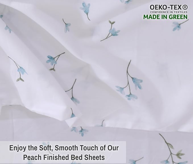 RUVANTI 100% Cotton Percale Sheets Queen Size 6 Piece Set, Cooling Bed Sheets for Hot Sleepers, Deep Pocket 16”, Breathable Lightweight & Durable, Crisp Hotel Style Sheets, Burgeon