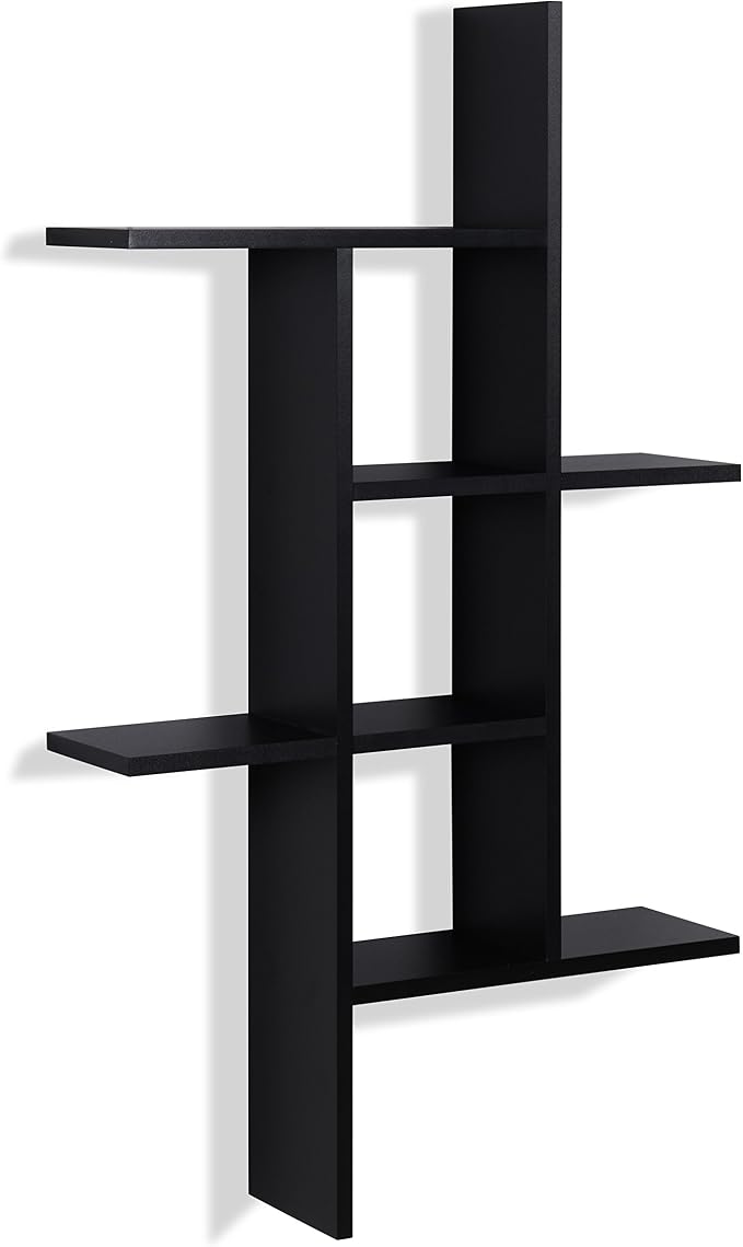 Danya B. Cantilever Cubby Decorative Modern Wall Mount Shelf – Horizontal or Vertical (Black)