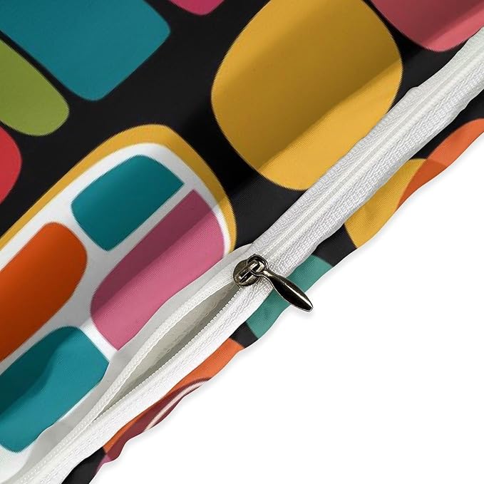 Modern Geometric Bedding Set,Retro Mid Century Colorful Diamond Abstract Geometric Vintage 60s 70s Pattern Comforter Set with Pillowcase for Bedroom Bed Decor,Full 79"x90"