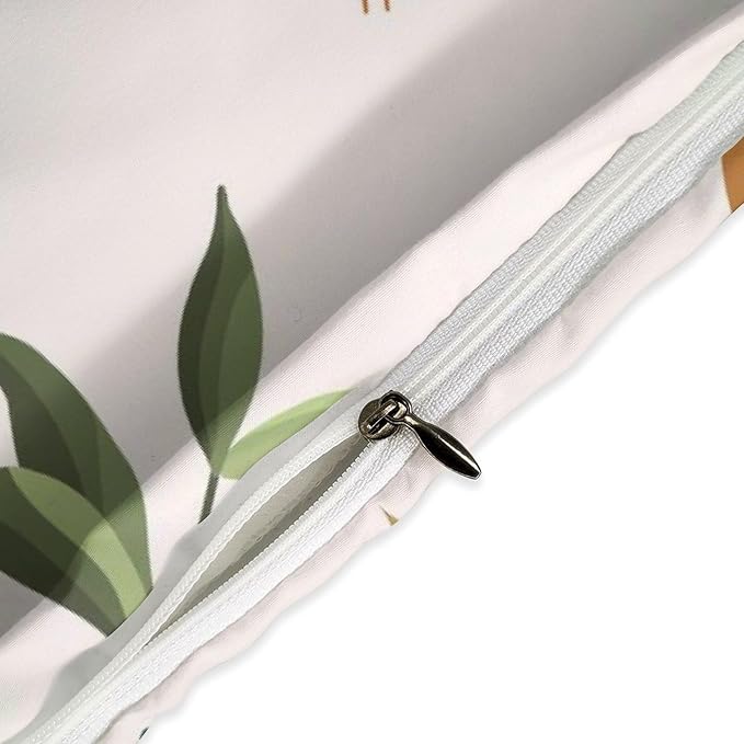 Mid Century Leaf Bedding Set,Boho Tropical Nature Plants Modern Minimalist Comforter Set with Pillowcase for Bedroom Bed Decor,Queen 90"x90"