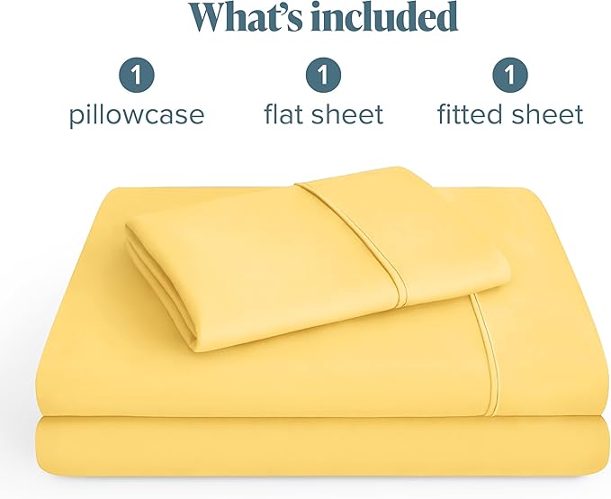 Bare Home Twin XL Sheet Set - 1800 Ultra-Soft Microfiber Twin Extra Long Bed Sheets - Double Brushed - Deep Pockets - Easy Fit - 3 Piece Set - Bedding Sheets & Pillowcases (Twin XL, Lemon Drop)
