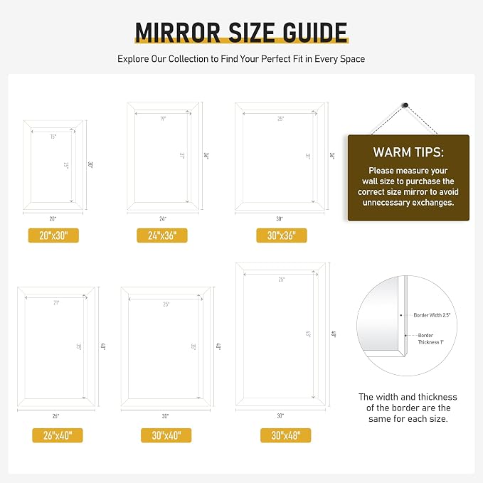 CULER Black Wall Mirror for Bathroom,Rectangle Rustic Large 30 x 36 inch Hanging Vanity Mirrors for Living Room,Bedroom,Entryway