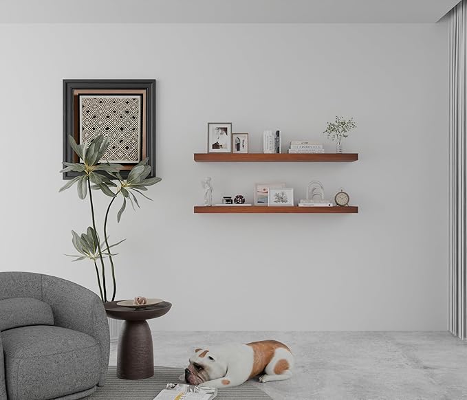 IEO Long Wooden Floating Shelves for Room Wall, Natural Wood Floating Shelves Wall Mounted Kitchen Shelf for Living Room, Bedroom, Kitchen,Bathroom, Storage (Honey Oak, 36in 2tier)
