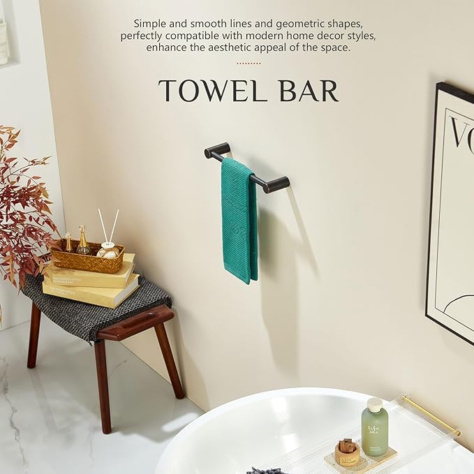 KOKOSIRI Towel Holder for Bathroom Wall 16-Inch Hand Towel Bar Hangers Bathroom Accessory Wall Mounted Oil Rubbed Bronze Stainless Steel, B4007ORB-L16
