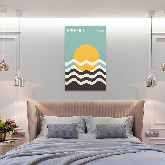 FideMm Bauhaus Poster Wall Art,Exhibition Wall Art, Stylish Mid Century Home Decor Poster for Room Aesthetics Canvas Wall Art Poster And Print Frame-style 12x18inch(30x45cm)