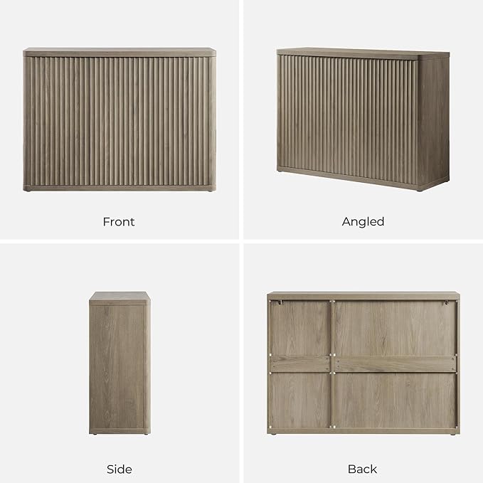 SICOTAS Buffet Cabinet with Storage Accent Sideboard with 3 Doors Modern 46.6" Wide Credenza Fluted Buffet Table Media Console Cabinet Entryway Cabinets for Living Room Kitchen Dining Room Hallway
