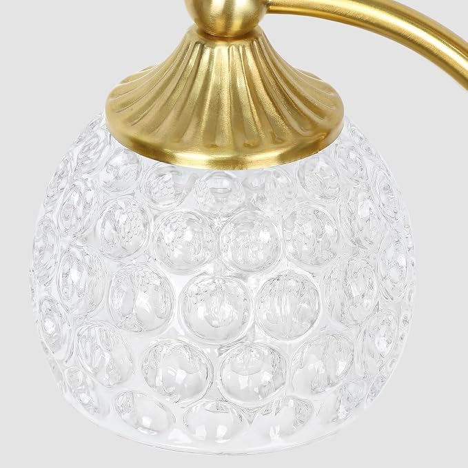 Gold Flower Floor Lamp, Dimmable Tree Floor Lamps for Living Room Brass Tall Standing Lamp with 3 Brightness Lights Glass Shades 66.5'' Modern Corner Lamp for Bedroom Office(3LED Bulbs Included)