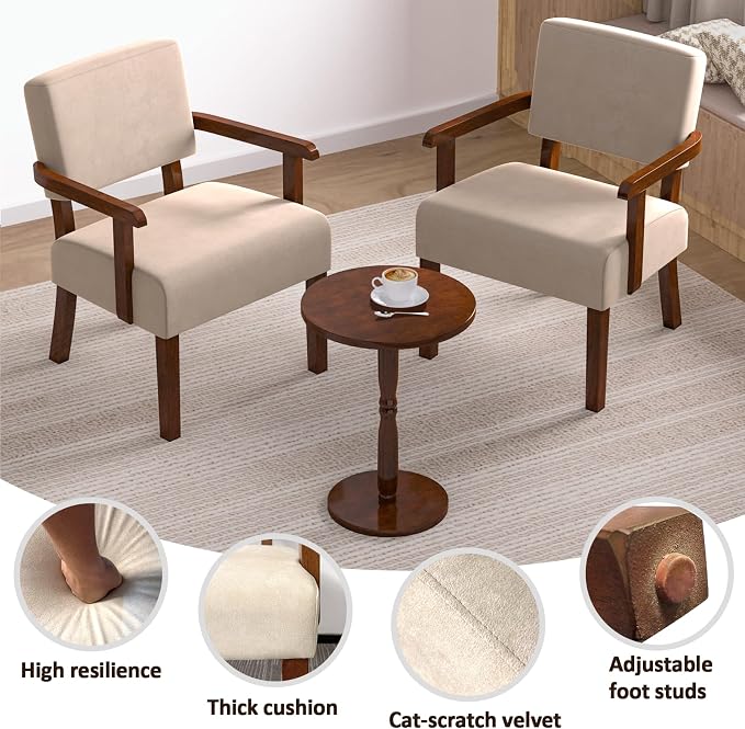 FAGAGA Accent Chair, Cat-Scratch Velvet Living Room Chairs Oversize with Soft Seat and Armrests for Dinning Room Bedroom Reading Room Waiting Room