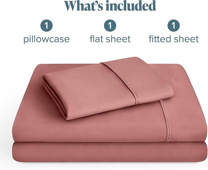 Bare Home Twin XL Sheet Set - 1800 Ultra-Soft Microfiber Twin Extra Long Bed Sheets - Double Brushed - Deep Pockets - Easy Fit - 3 Piece Set - Bedding Sheets & Pillowcases (Twin XL, Dusty Rose)