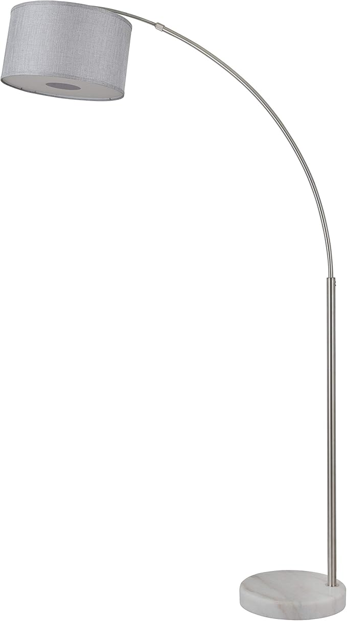 Major-Q Bedrooms Modern 81" Arc Tall Floor Living Room-Stand Up Arching Lamp Grey Drum Style Shade and Marble Base