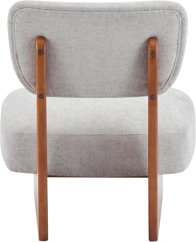 Accent Chairs Set of 2, Mid-Century Modern Chair with Polyester Upholstery, Wood Base with Walnut Finish, Minimalist and Stylish Accent Seating for Living Room, Bedroom, Balcony (Walnut+Gray)
