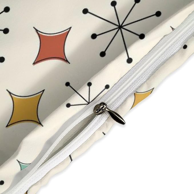 Modern Geometric Bedding Set,1950s 1960s Mid Century Vintage Abstract Atomic Stars Geometric Diamond Pattern Comforter Set with Pillowcase for Bedroom Bed Decor,King 102"x90"
