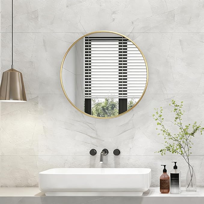 NEWBULIG Wall Mirror, Bathroom Mirror for Over Sink, Matte Metal Framed Vanity Mirror, Wall Decor for Bedroom, Tempered Glass