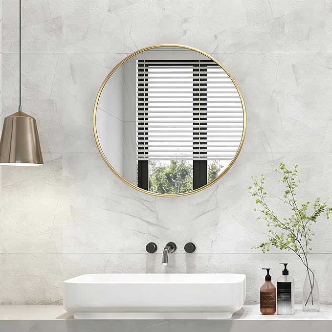 NEWBULIG Wall Mirror, Bathroom Mirror for Over Sink, Matte Metal Framed Vanity Mirror, Wall Decor for Bedroom, Tempered Glass