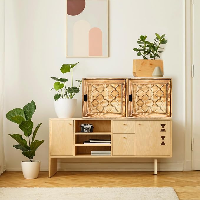 Fasmov Cube Storage Organizer, Wooden Cube Bookshelf, Stackable Connect Storage Cube Cubby Organizer with Door, Stackable Cubes Bin for Kitchen, Living Room, Bedroom, Home and Office