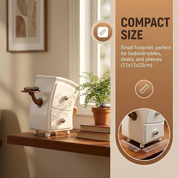 Creative Cabinet-Shaped Storage Box with Arms, Funny Decorative Organizer for Desk, Cute Mini Drawer Box for Office, Bedroom, or Living Room Decor