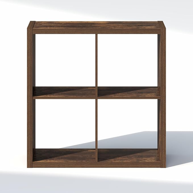 Furinno Cubic Closet Organizers and Storage, 4-Cube Closet Organizer, Open Shelf Closet Storage, Extra Thick Frame for Wardrobe, Bedroom, Living Room, Amber Pine