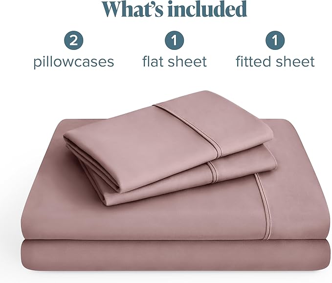 Bare Home Full XL Sheet Set - 1800 Ultra-Soft Microfiber Full Extra Long Bed Sheets - Double Brushed - Deep Pockets - Easy Fit - 4 Piece Set - Bedding Sheets & Pillowcases (Full XL, Mauve)