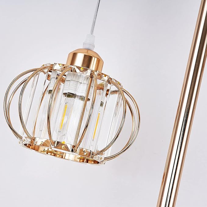Hsyile KU300259 Industrial Style Crystal Tree Floor Lamp for Living Room,Bedroom,Office,Golden Floor Light,3 Lights