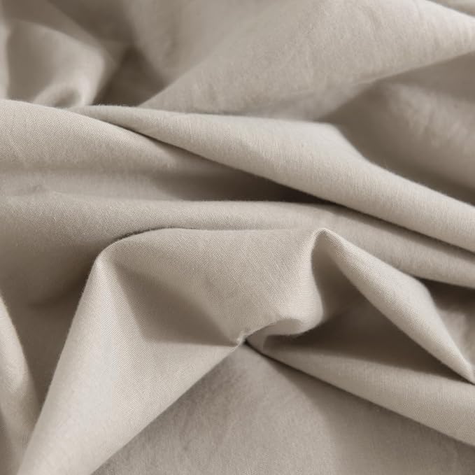 NEXHOME PRO Full Duvet Cover Set – 100% Certified Organic Cotton with Washed Feel & Linen-Like Texture, Comfortable & Breathable, Home Bedding Set Light Linen (No Comforter)