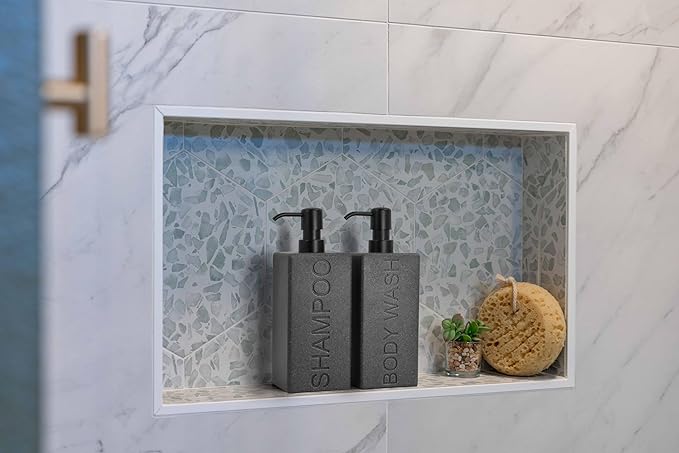 Rectangular Resin Dispenser Premium Bathroom Shampoo Conditioner Body Wash Bottle Modern Refillable Pump Design