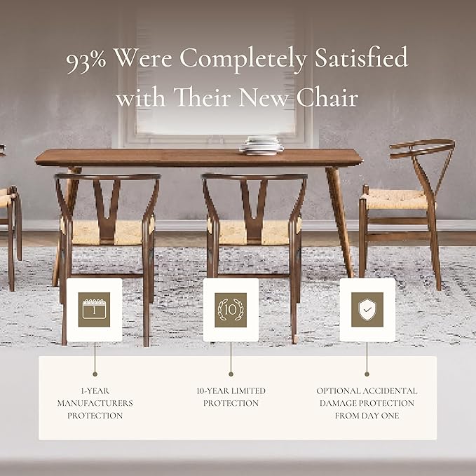 Poly & BARK Weave Dining Chairs – Mid-Century Modern Wishbone Dining Chairs with Arms, Solid Wood Frame, Indoor Use – Walnut– Set of 2 - Ideal for Dining Room, Kitchen or Stylish Accent Setting