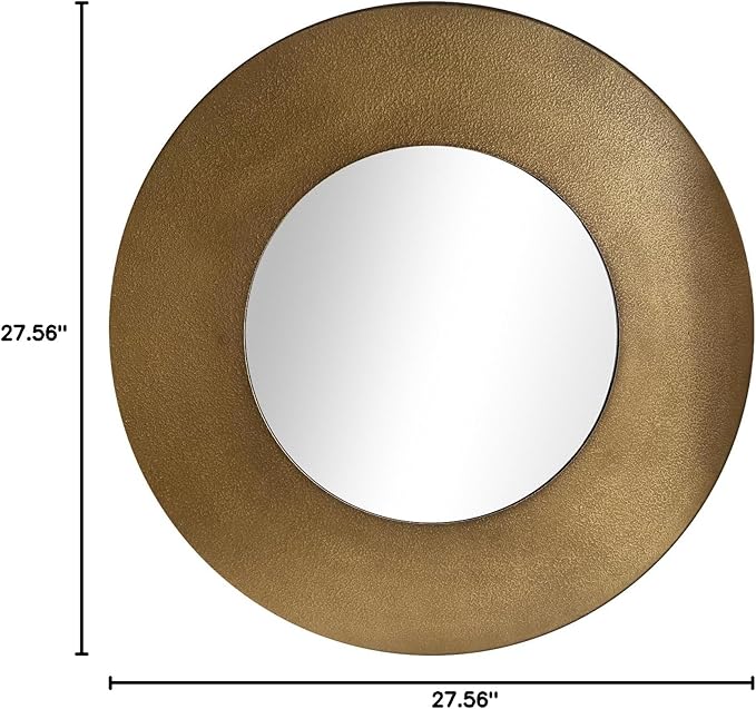 27 Inch Round Wall Vanity Mirror, Vintage Bronze Mirror Metal Frame, Anti-Rust Wall Mounted Mirror Home Decorative for Living Room, Bedroom, Bathroom, Restroom, Farmhouse