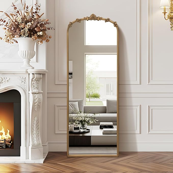 Besdomus Full Length Gold Mirror: 56''x21'' Baroque Antique Floor Mirror - Traditional Ornate Vintage Long Mirrors for Dressing Room/Bedroom/Living Room/Entryway/Hallway/Wall/Home Decor
