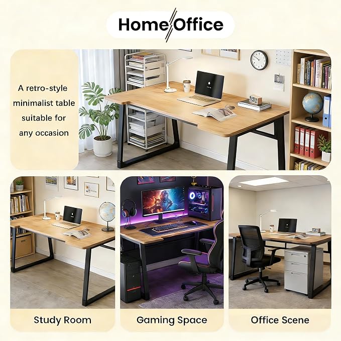 Computer Desk 39.4 Inch Small Office Desk with Wood Top and Metal Frame, Study Writing Desk for Home, Bedroom, Gaming, U-Shaped Leg Design, Modern Simple