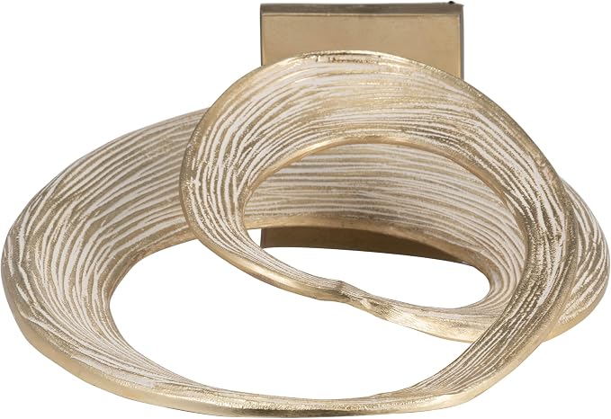 Abstract Ring Art Home Decor Sculpture Figurine - Modern Table Accent for Coffee Table and Room Display - Oval Ornament for Living Room, Bathroom, Office or Shelf Use - 20", Gold & Metallic