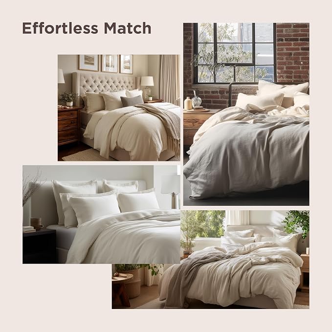 Bedsure Super Queen Duvet Cover - 3 Pieces Prewashed Cotton-Like Polyester Extra Soft Bedding Set, Includes 1 Duvet Cover 98x90 Inches with Zipper Closure & 2 Pillow Shams, Linen, No Comforter