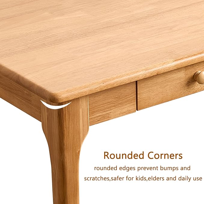 47" Solid Wood Desk with Drawers,Mid Century Modern Natural Real Wood Writing Desk,Home Bedroom Computer Office Workstation Desks,Small Spaces,Wood Color