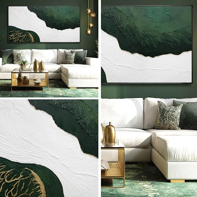 SOUGUAN Gold Foil Wood Wall Art Abstract Canvas Paintings Textured Artwork 29"x58" Large Pictures for Living Room Dining Room Office