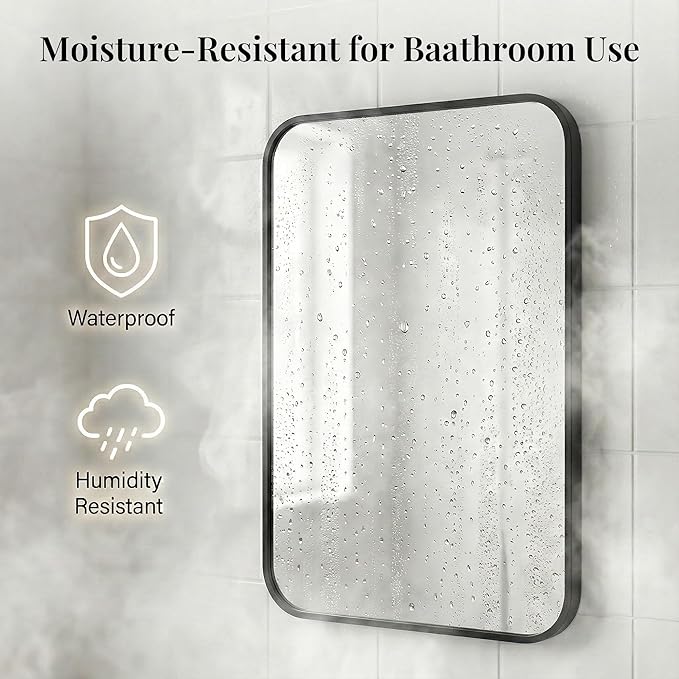2-Pack 24x36 Inch Matte Black Bathroom Vanity Mirrors | Flush Mount Deep Set Metal Wall Mirror for Over Sink | HD Shatterproof Glass, Rustproof